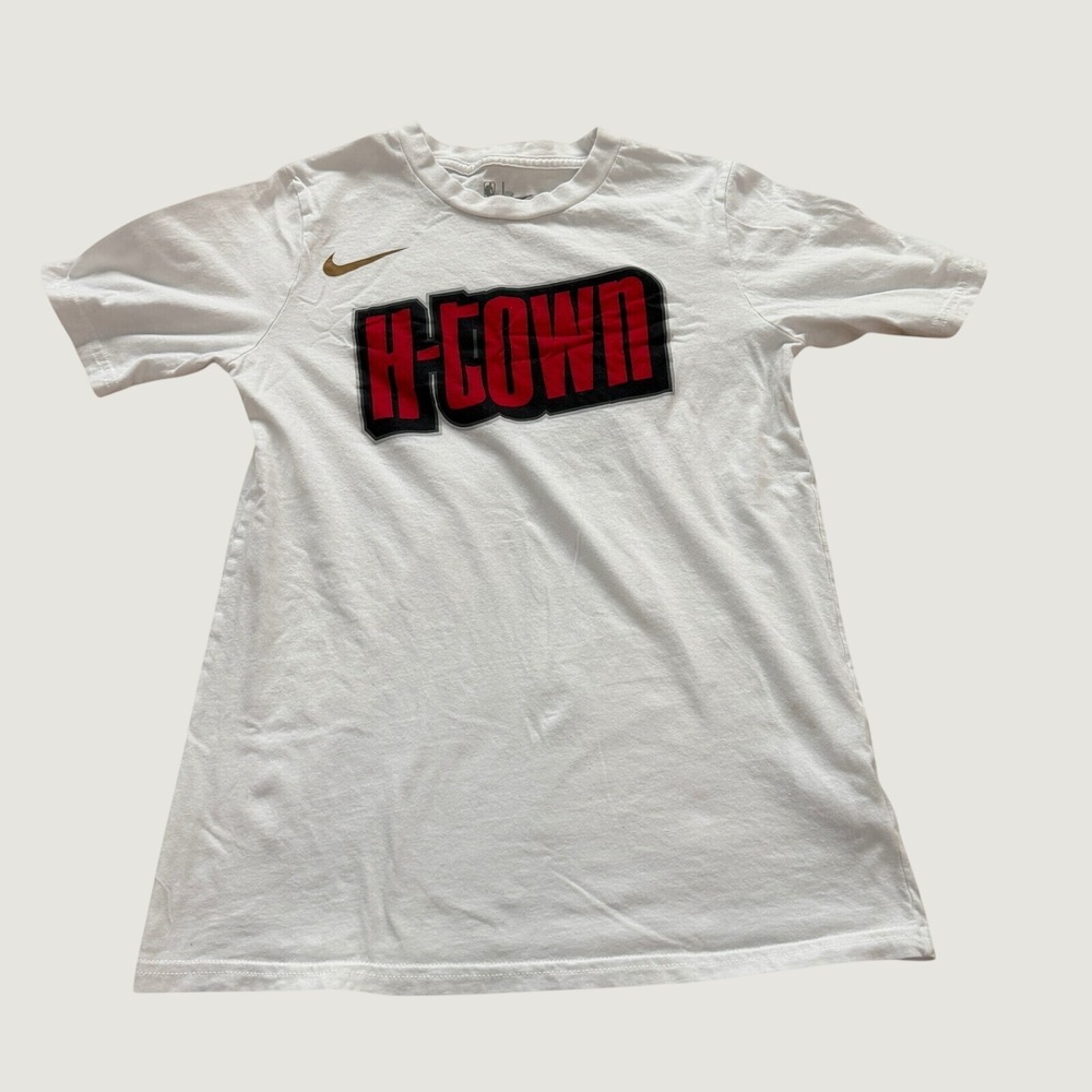 Nike Boys Youth NBA H-Town Houston Rockets Graphic T-Shirt White Size L 14/16